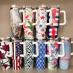 40oz Insulated Stainless Steel Tumbler with Handle and Straw Lid