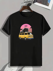 Van Pattern Print Men's Sports T-shirt for Fitness Activities