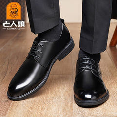 LAORENTOU Men's Leather Wholecut Oxford Derby Style Formal Dress Shoes