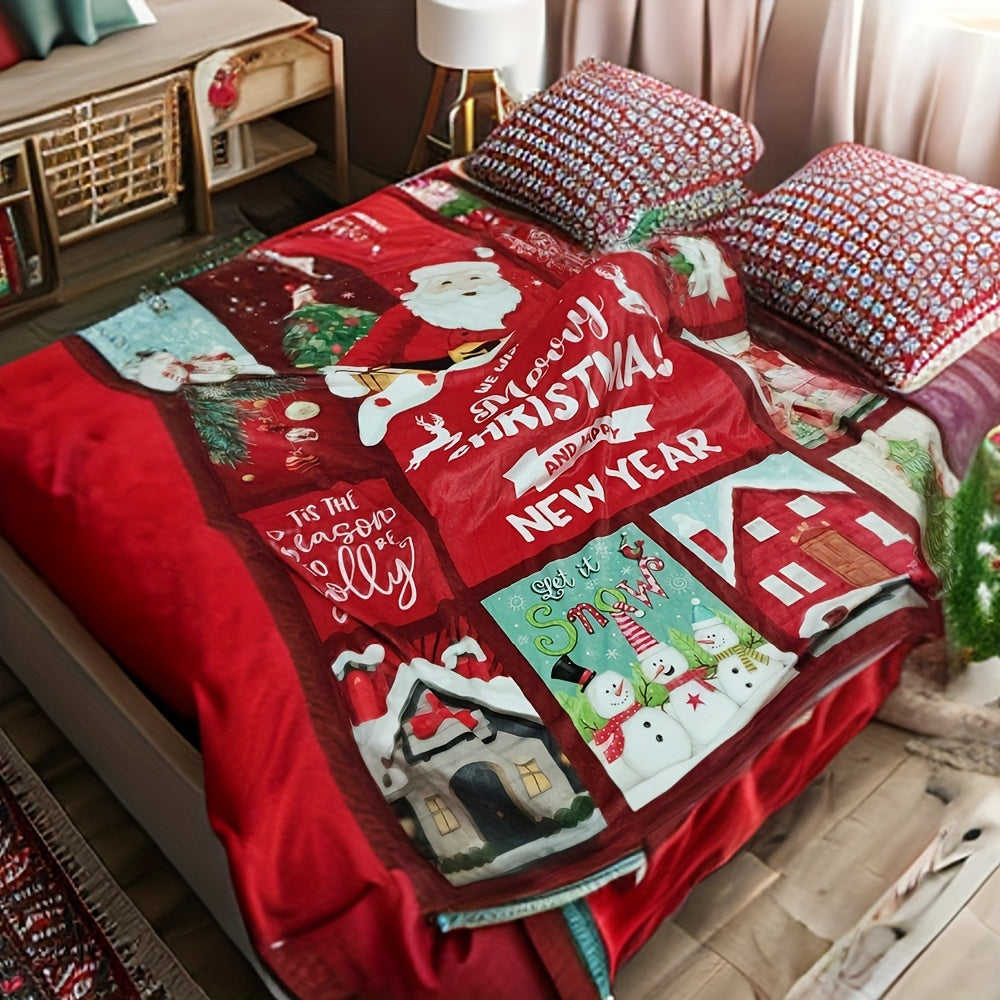 Christmas Themed Blanket Winter Warm Flannel Soft Blanket
