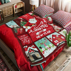 Christmas Themed Blanket Winter Warm Flannel Soft Blanket