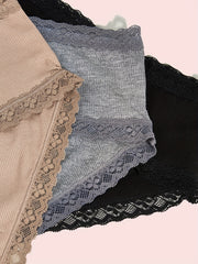 3 Pack Plus Size Lace Trim Seamless Briefs Set