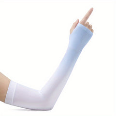 Gradient Ice Sleeve Fingerless Gloves Sun Protection Driving Cycling Long Gloves