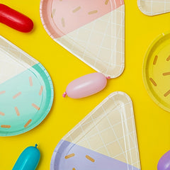 6pcs Ice Cream Shaped Paper Plates for Baby Showers/Weddings