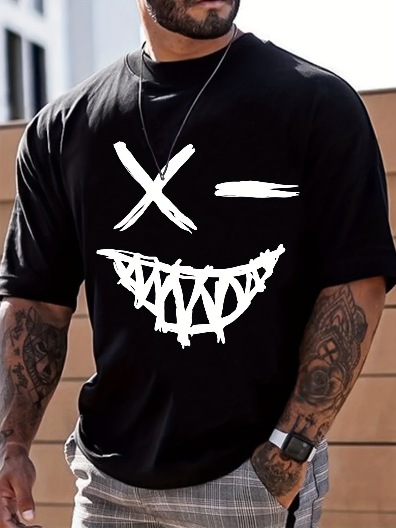 Smile Graphic T-shirt for Men - Casual Summer Tee