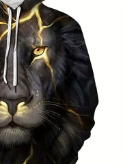 Lion 3D Print Hoodie Kangaroo Pocket Pullover Mens Clothing