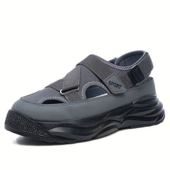 Men's Breathable Chunky Slip-On Sandals with Hook & Loop Strap