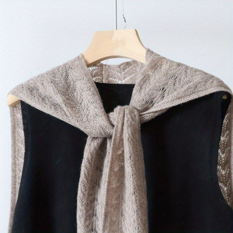 Pure Woolen Sweat Shirt Shawl Solid Hollow Out Shawl Wrap Warm Small Shawl