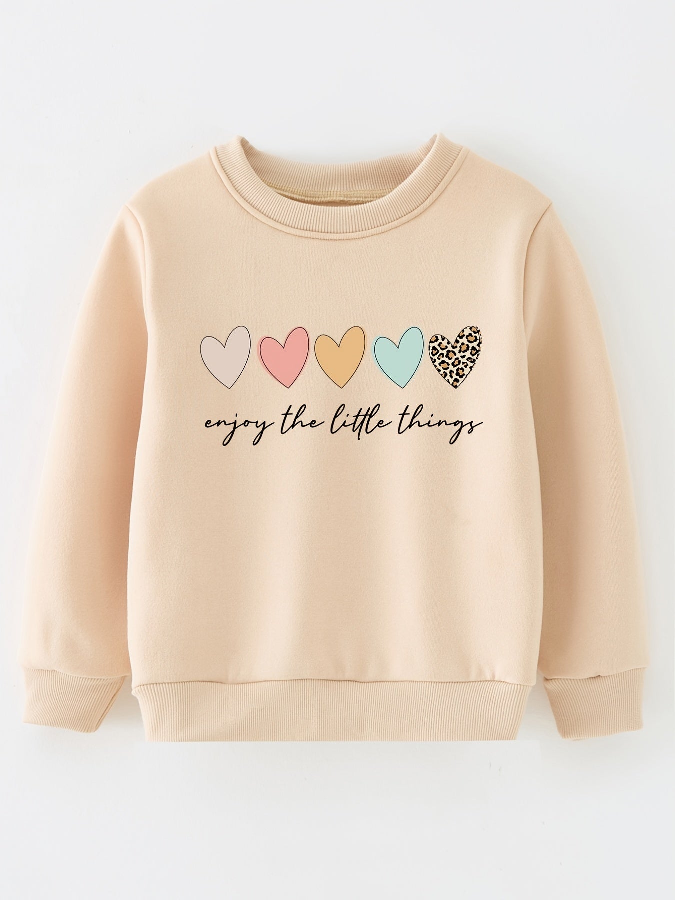 Baby Girls Heart Graphic Pullover Round Neck Sweatshirt