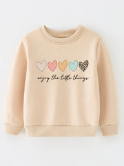Baby Girls Heart Graphic Pullover Round Neck Sweatshirt