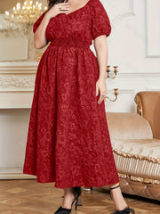 Romantic Kaftan Dress Women's Plus Floral Print Puff Sleeve