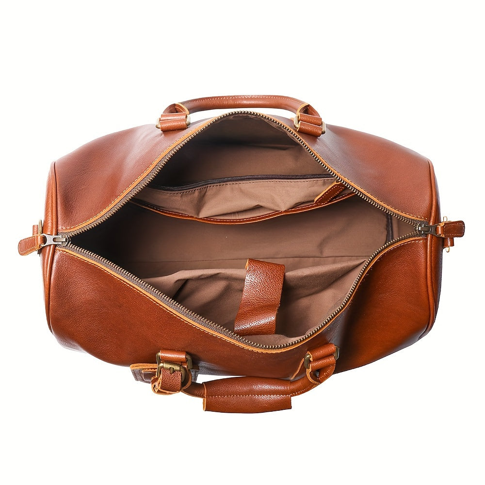 Vintage Cowhide Leather Handbag for Short Trips