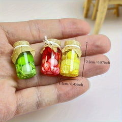 Dollhouse Glass Jars & Colorful Fruits Toy Model Accessories