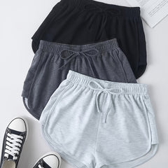 Y2K Drawstring Elastic Waist 3-Piece Set Sports Shorts