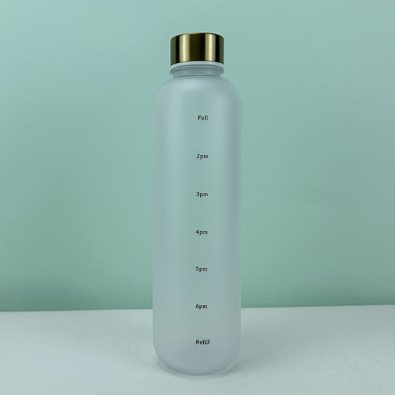1L Leakproof Frosted Plastic Water Cup with Time Marker for Fitness Sports