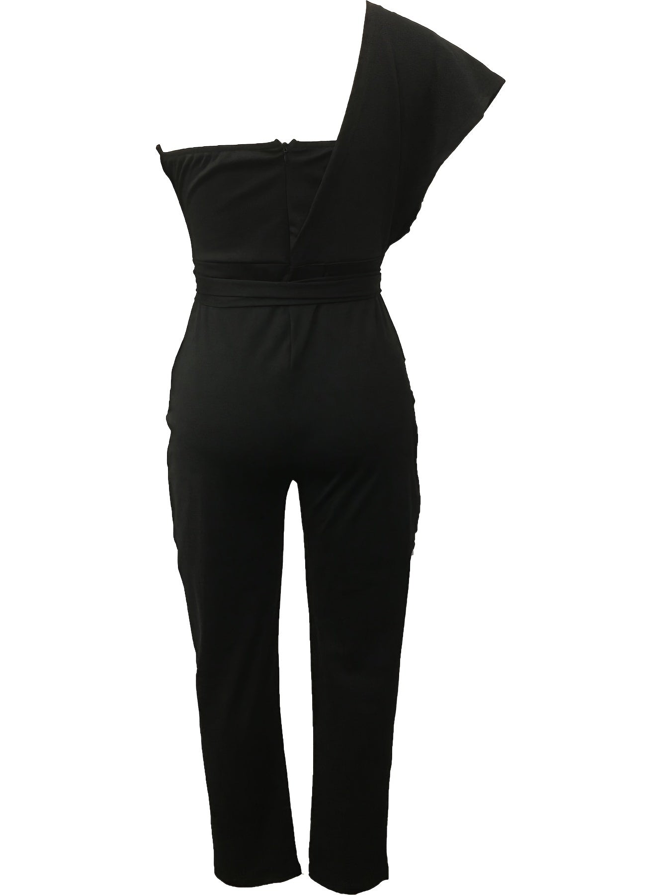 Sequin One Shoulder Jumpsuit Party Tie Waist Slim Jumpsuit