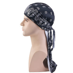 Cashew Flower Print Silk Streamer Pirate Hat Cape Turban Hat Durag