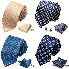 Plaid Checkered Tie Handkerchief Classic Men's Necktie & Pocket Square Set