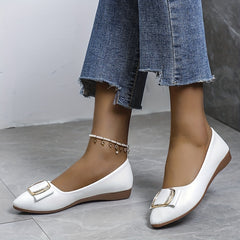 Women's Buckle Decor Flat Shoes Slip On Lightweight Walking Shoes