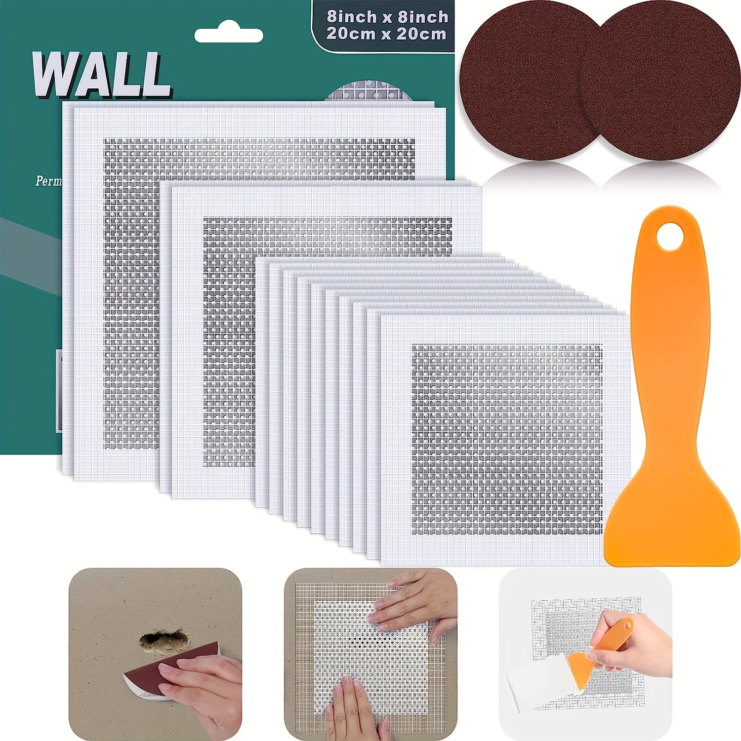 7pcs Wall Repair Patch Kit Dry Wall Hole Metal Patch Extended Self Adhesive Mesh