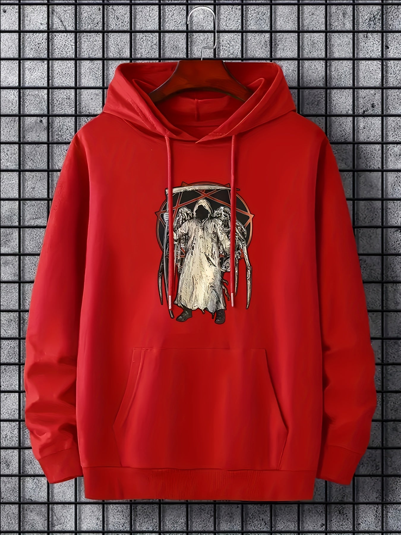 Angel Of Death Print Hoodie For Men Halloween Hooded Long Sleeve Top