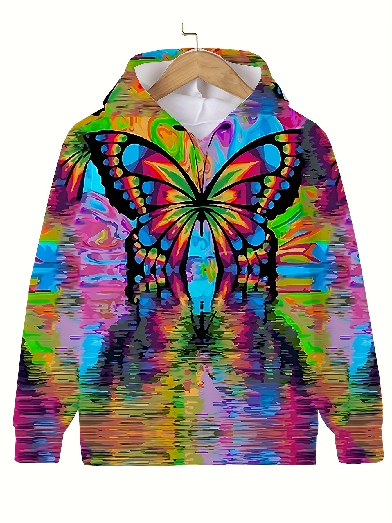 Butterfly Graffiti Hooded Sweatshirt Girls Boys Pullover Sports