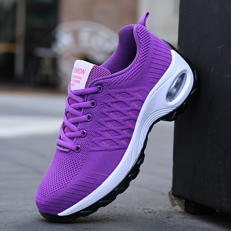 Women's Argyle Knit Running Shoes with Air Cushion