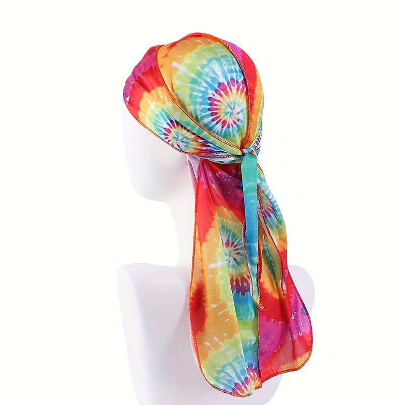 Tie Dyed Thick Silky Durag Floral Print Wave Cap
