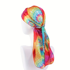 Tie Dyed Thick Silky Durag Floral Print Wave Cap