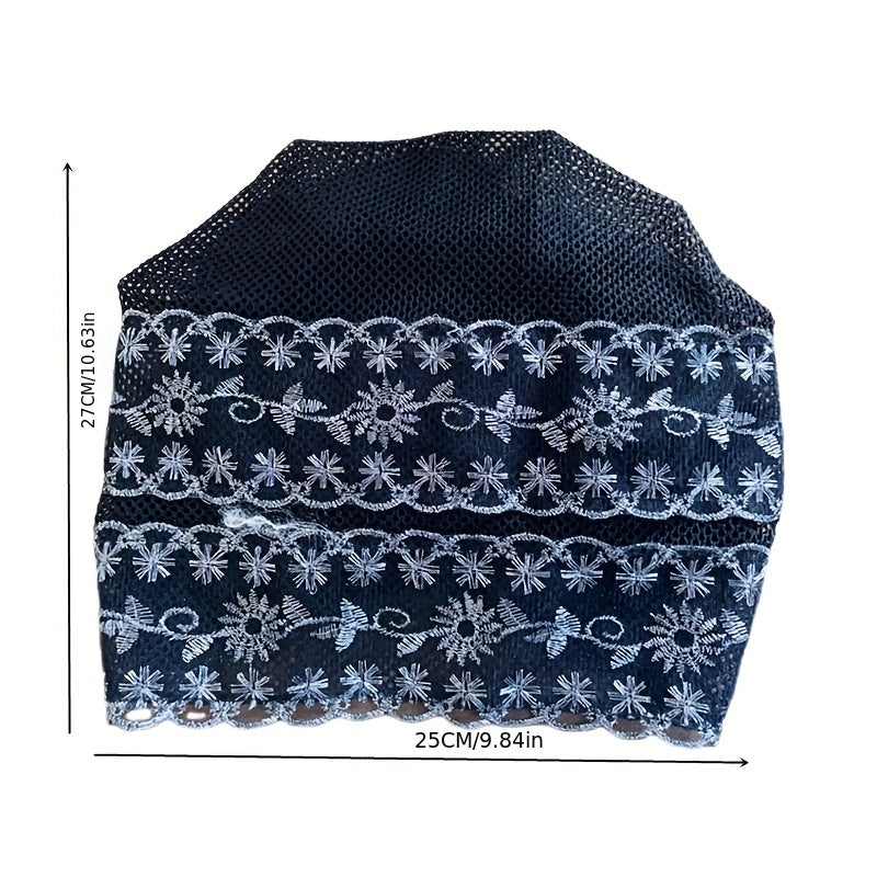 Lace Embroidery Turban Cap Vintage Beanie Women Ramadan Hijab Chemo Hats