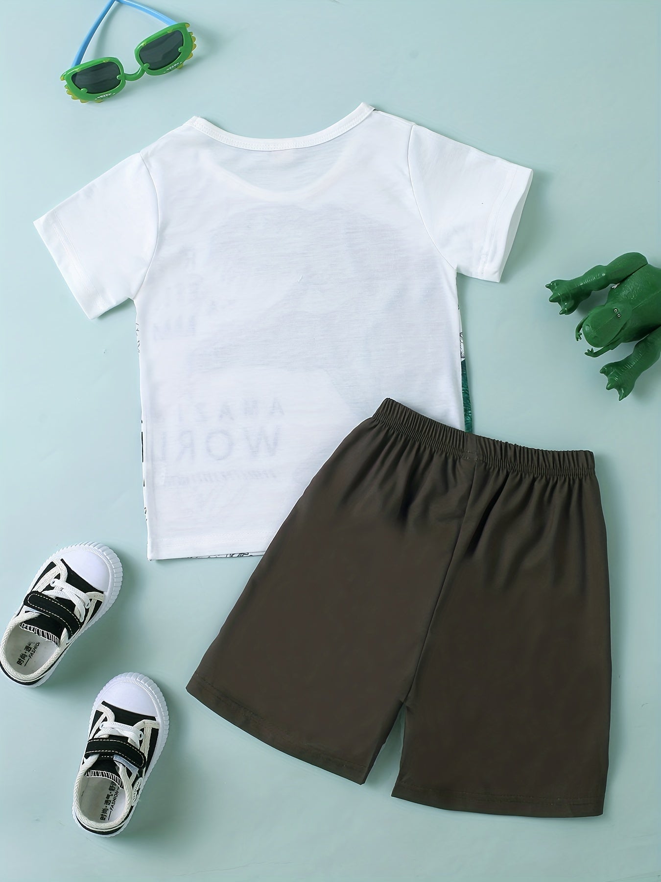Boys Dinosaur Graphic Print T-shirt & Shorts Set Clothing