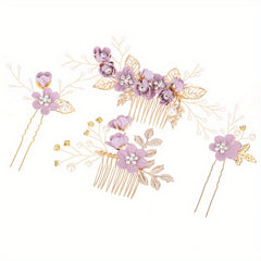 4pcs Flowers Hair Combs Bridal Head Accessories Decoration