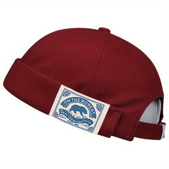 Solid Docker Cap Unisex Beanie Polar Bear Label Patch Skull Hat