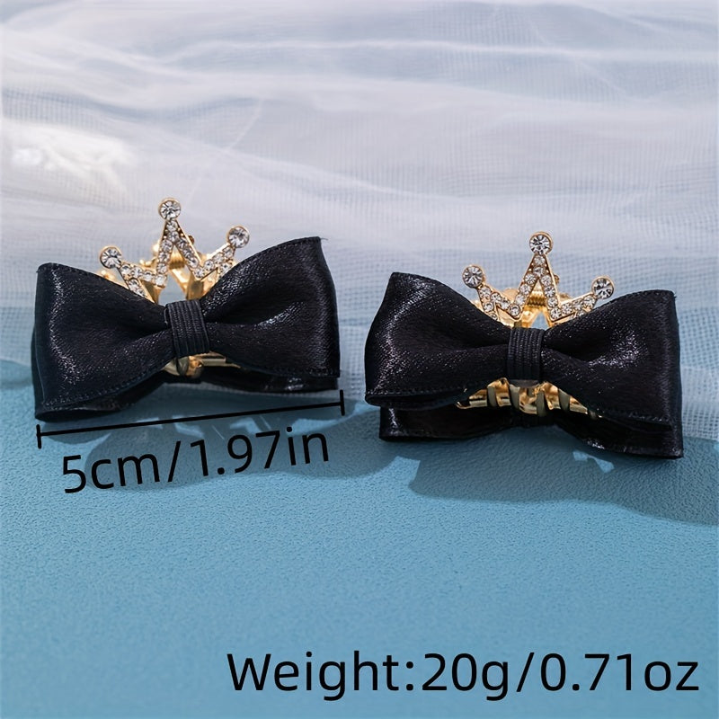 Kids Bow Crown Hair Clip Rhinestone Princess Hairpin