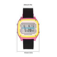 LED Display Electronic Watch with Silicone Strap - Time Date