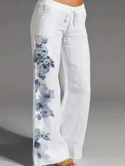 Floral Wide Leg Pants Spring/Fall Casual Loose Fit Women's Clothing