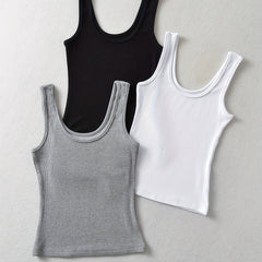 3 Pack Ribbed Crew Neck Tank Top Sleeveless Summer Women's Clothing