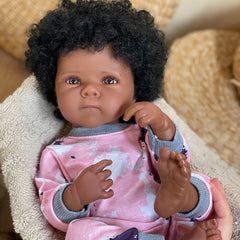 Realistic Dark Skin Bettie Reborn Doll, Rooted Hair, Soft Vinyl, Play & Display