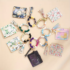 Multicolor Rainbow Leaf Starry Sky Silicone Keychain