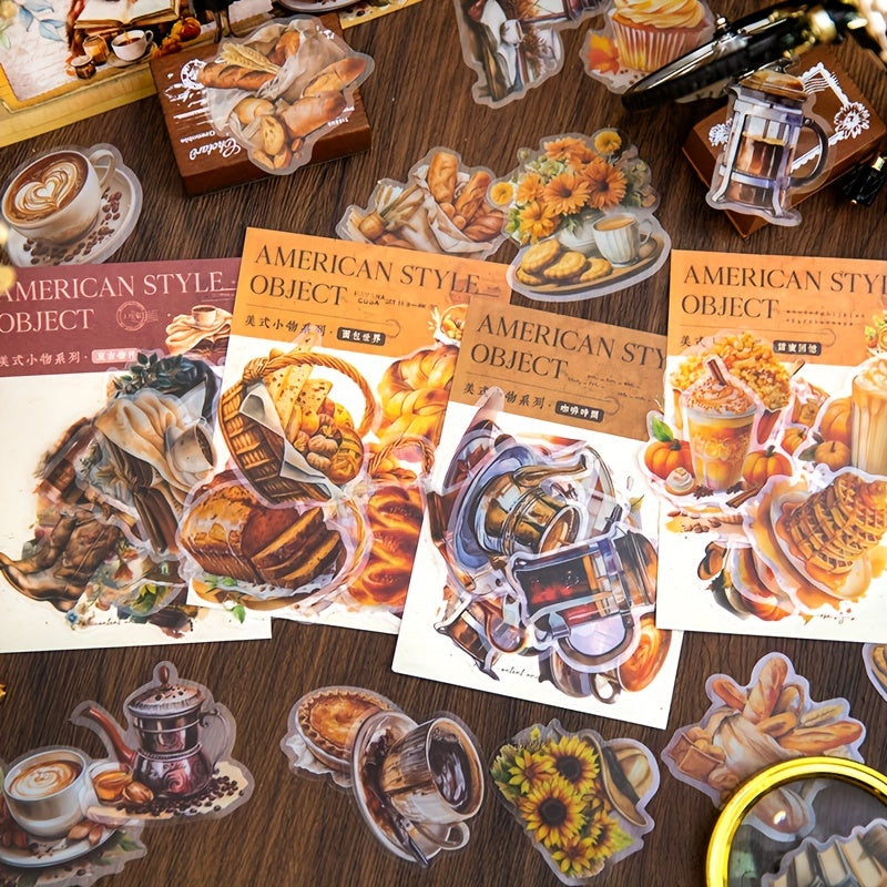 40pcs Vintage Retro Envelope Stickers Foodie Style for Journals Scrapbooking