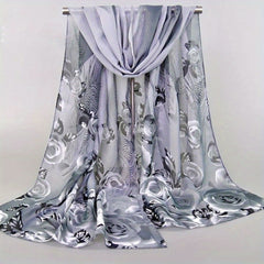 Floral Chiffon Silky Scarf Sun Protection Seaside Beach Scarf