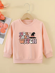 Halloween Girls Sweatshirt Combo Style Round Neck Casual Pullover Tops