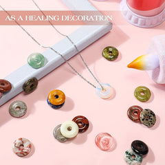 10pcs Random Mixed Worry Stones Donut Lucky Coin Crystal Bulk 20mm