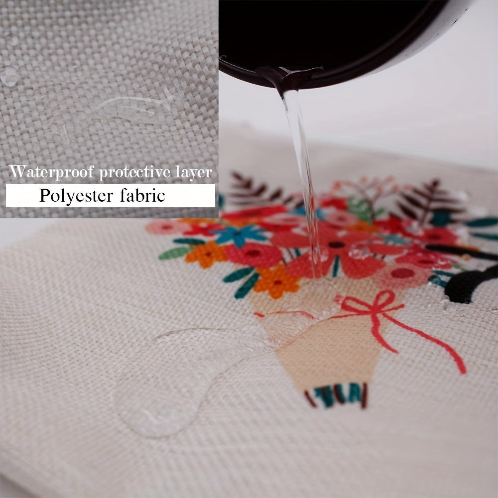 Waterproof Cosmetic Bag with Letter Print and Zippered Closure