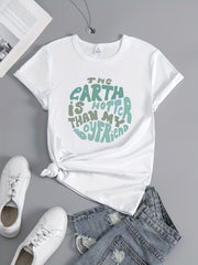 Letter Print Sports T shirt Short Sleeve Workout Tops Women's Activewear