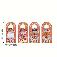 Christmas Door Handle Wooden Sign Hanging Decoration Santa Claus Reindeer