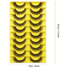 10 Pairs Faux Mink False Eyelashes Fluffy Dramatic Volume Makeup