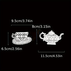 2pcs Lace Cup Teapot Embroidered Patches DIY Cloth Patches Hollow Water Soluble