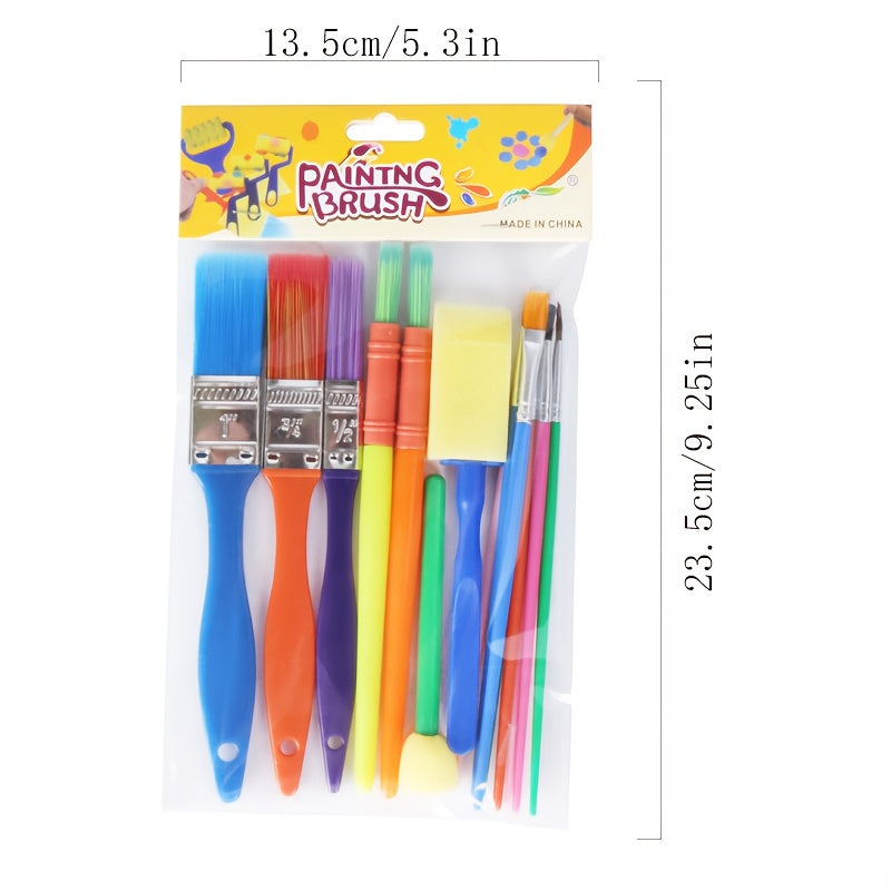 15pcs Non Toxic Art Brush Set Sponge Tips Watercolor Painting Supplies