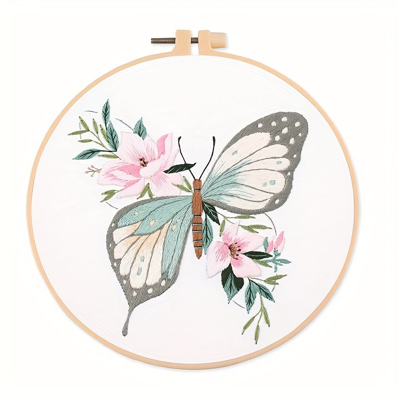 Embroidery Starter Kit for Adults - Butterfly Pattern - DIY Cross Stitch